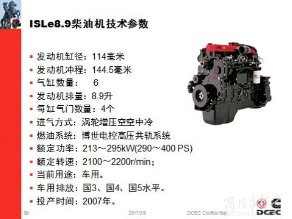 东风康明斯ISLe 8.9发动机参数