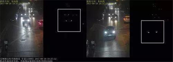 电子警察抓拍到不按规定使用远光灯的机动车